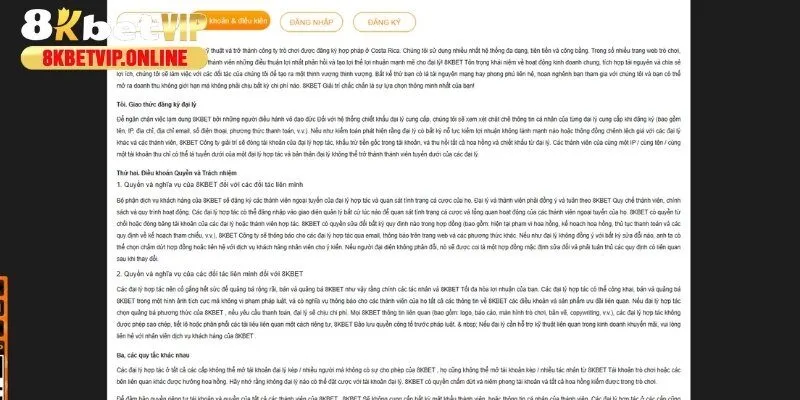 Các điều khoản quy định quyền và nghĩa vụ của đại lý cũng như nhà cái